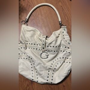 Guess Cream Studded Hobo Bag
